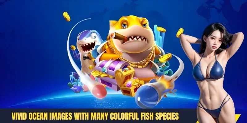 Vivid ocean images with many colorful fish species
